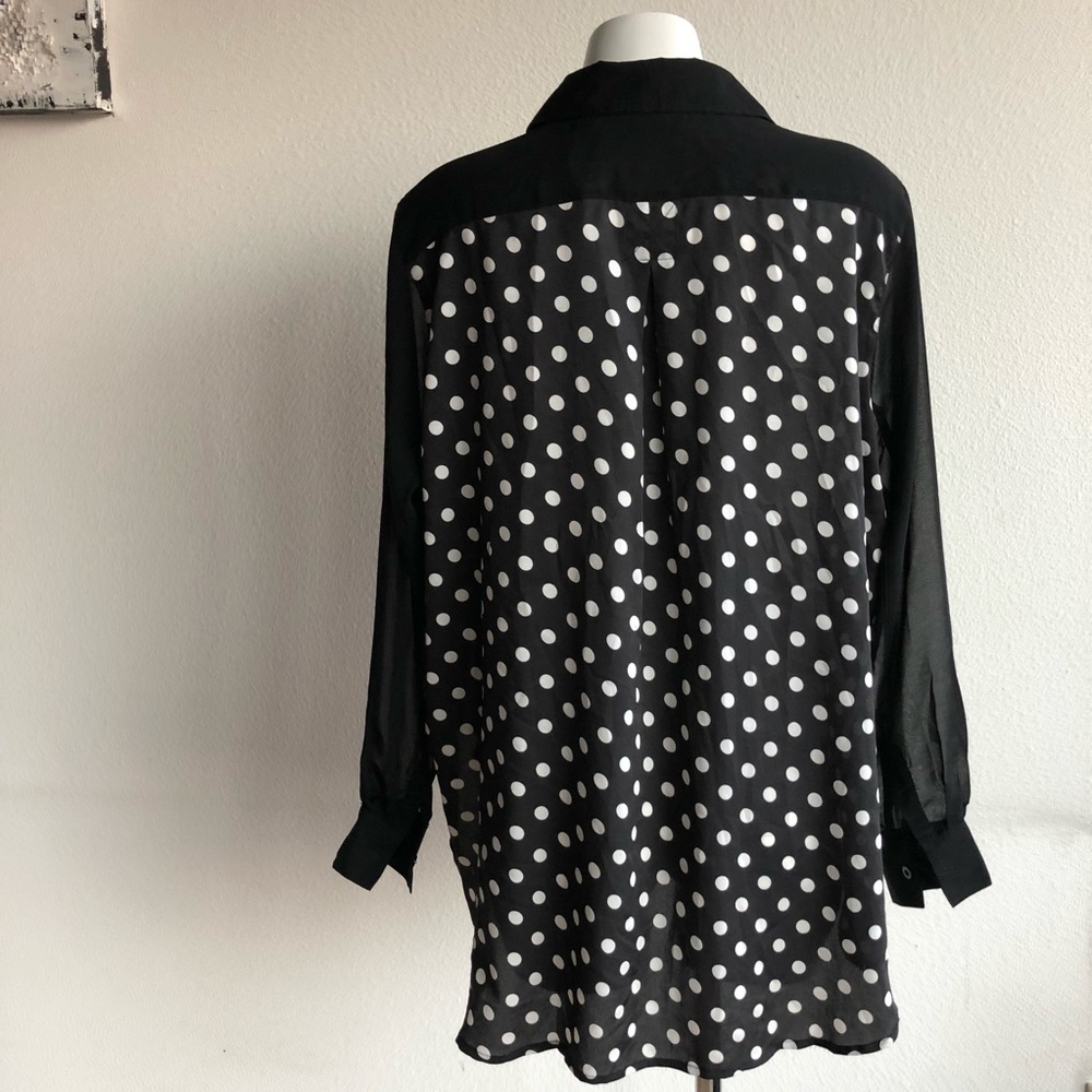 MINKPINK | sheer | polka dot | black and white | M - Picture 2 of 7